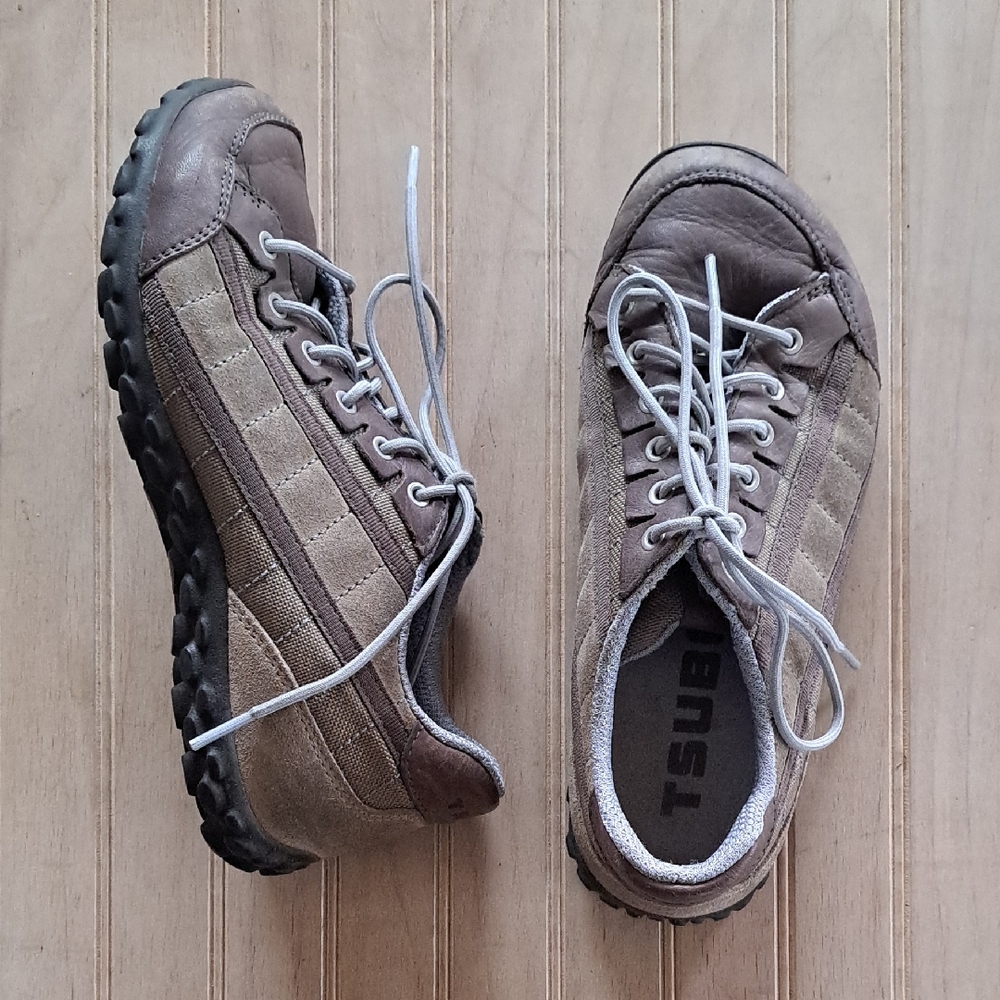TSUBO Leather Suede Comfort Sneakers Brown Lace Up Casual Walking Shoe
